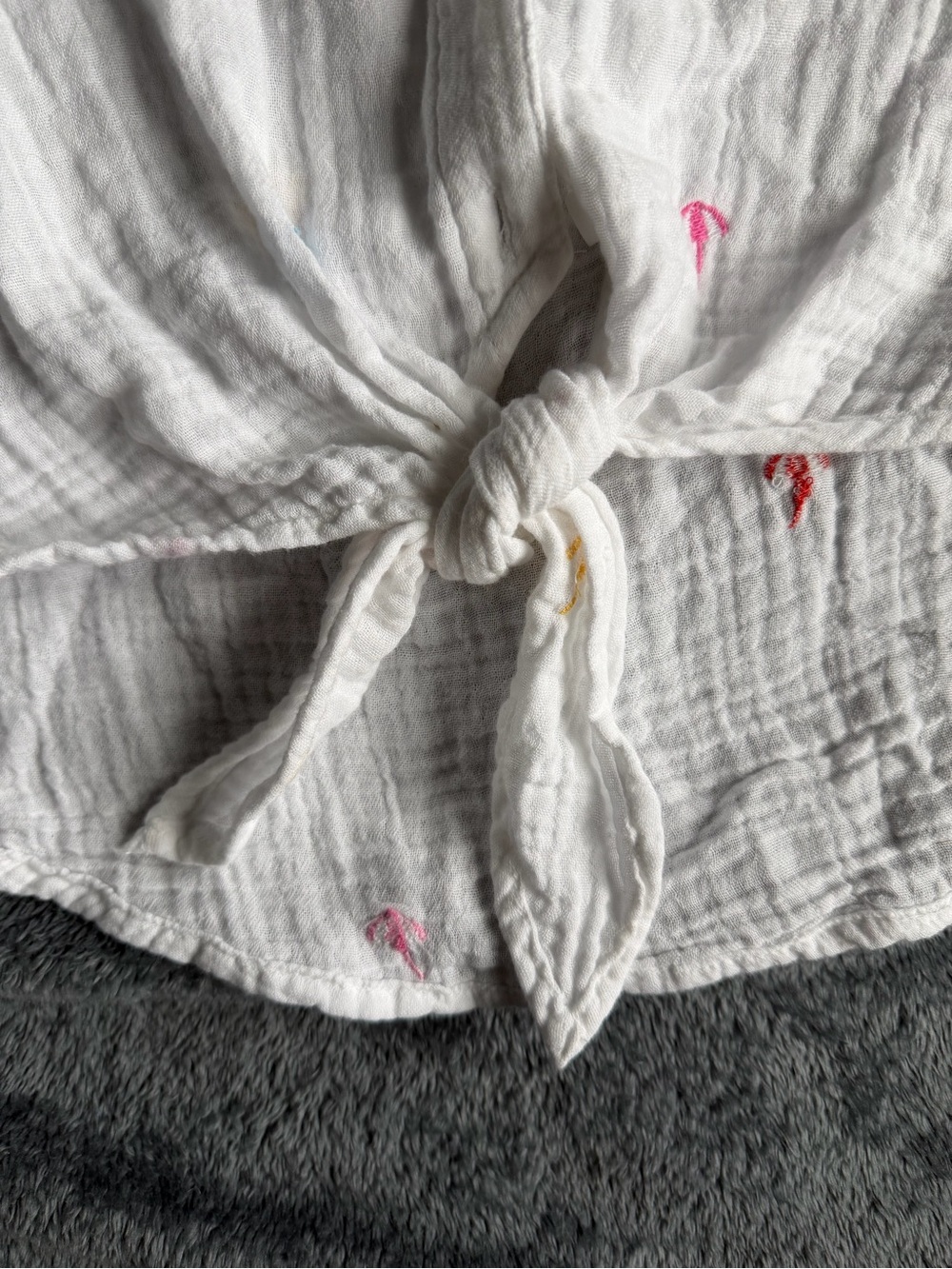 BeachLunchLounge White Cotton Palm Tree Tie Front Beach Top XS NWOT Summer Boho - Picture 3 of 10